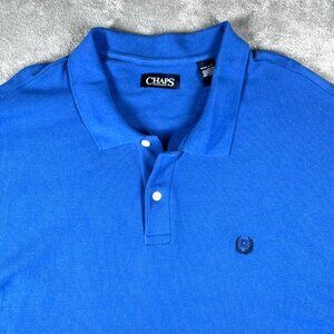 Chaps‎ Short Sleeve Polo Shirt Men's 4XB Blue Classic Fit Big & Tall